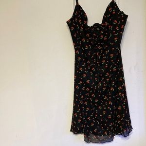 Cherry skinny strap adjustable bust mini dress